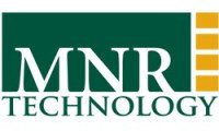 A green and white logo for mnr technology.